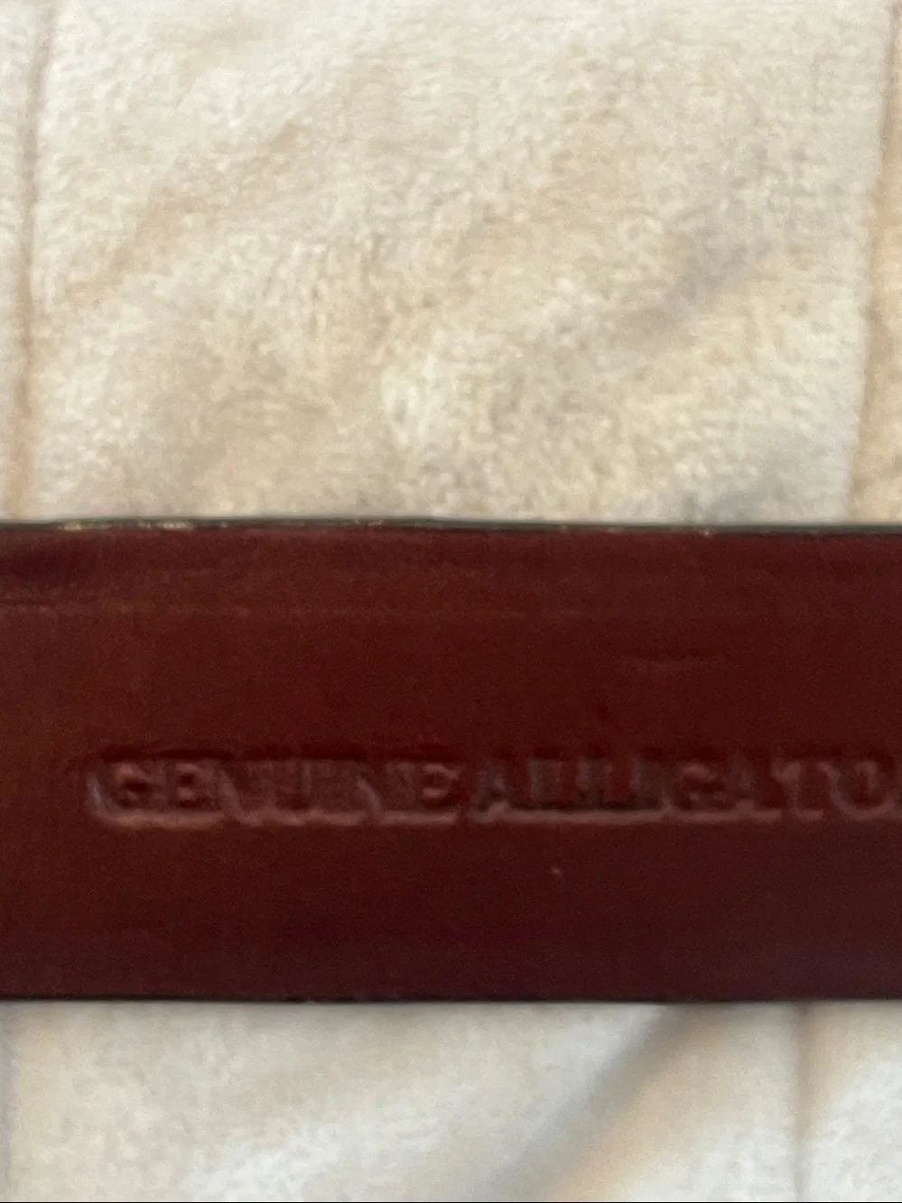Brown genuine, alligator Leather Belt with Gold Buckle